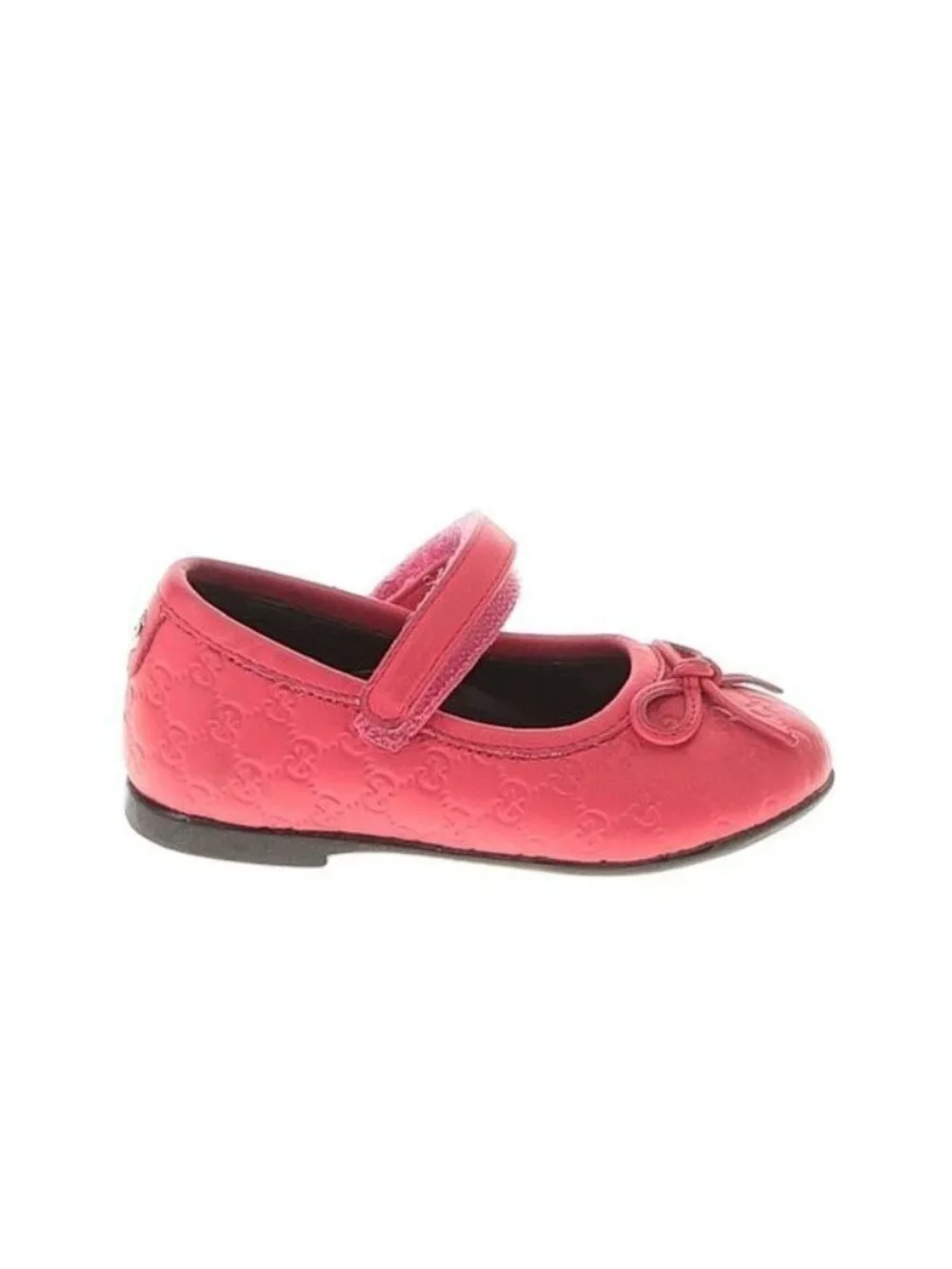 Authentic Gucci Baby Girls Red Microguccissima Leather Mary Jane Flats Size 20 E